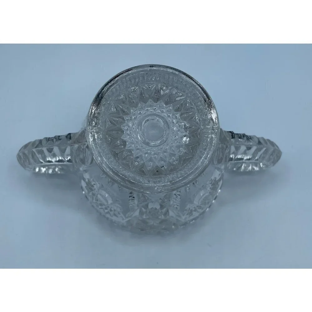 Glass Creamer and Open Sugar Bowl Clear Cut Glass Set
